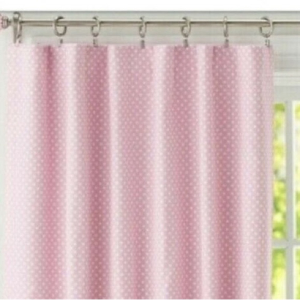 Pottery Barn Kids Pink Shower Curtain white dots